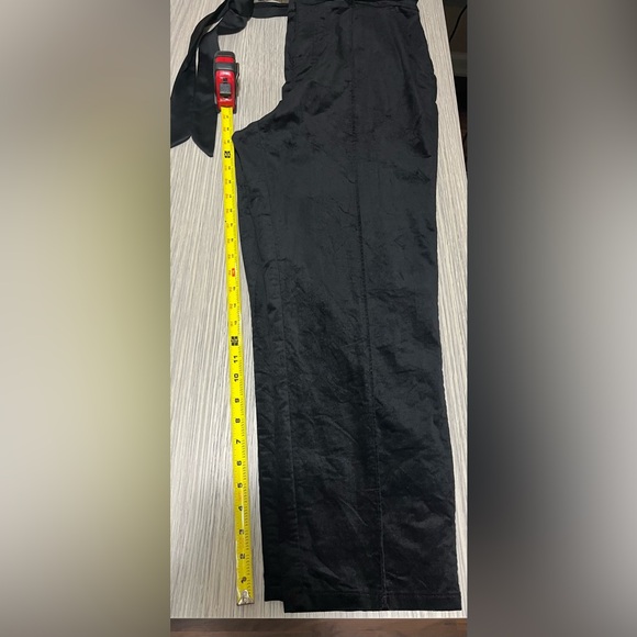 Lauren Conrad Black Velvet Holiday Pintuck Straight-leg Slacks EUC, Size 14 - Picture 7 of 8